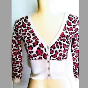 Betsey Johnson animal print cropped cardigan